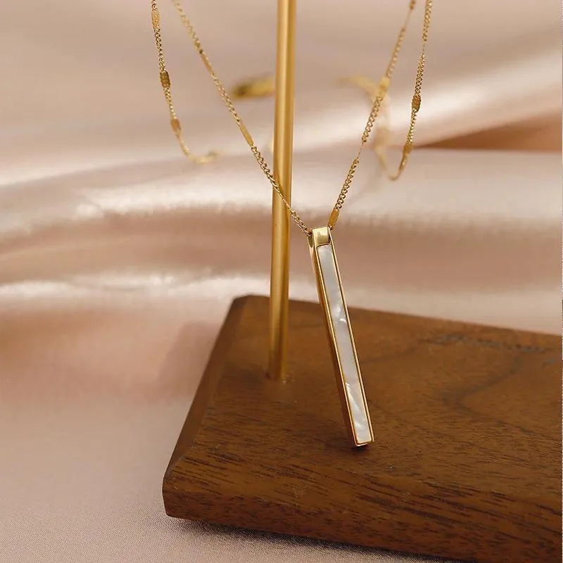 Multi-style Luxurious Vertical Shell Bar Pendant Necklaces
