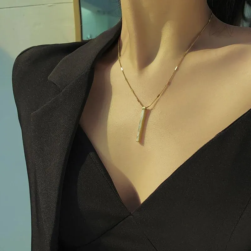 Multi-style Luxurious Vertical Shell Bar Pendant Necklaces