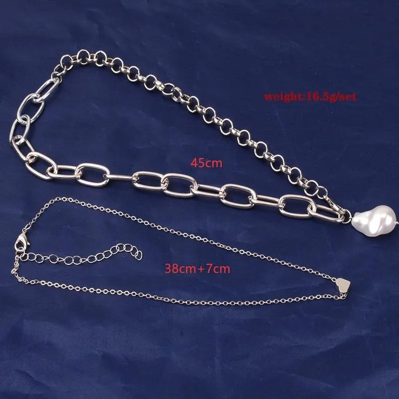 Multilayer Pearl and Heart Charm Pendant Necklaces