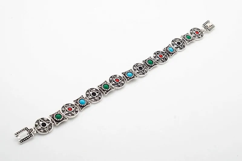 New Arrival Jewelry Tibet Silver Multi-Color Resin Bracelets European Women's Bracelets