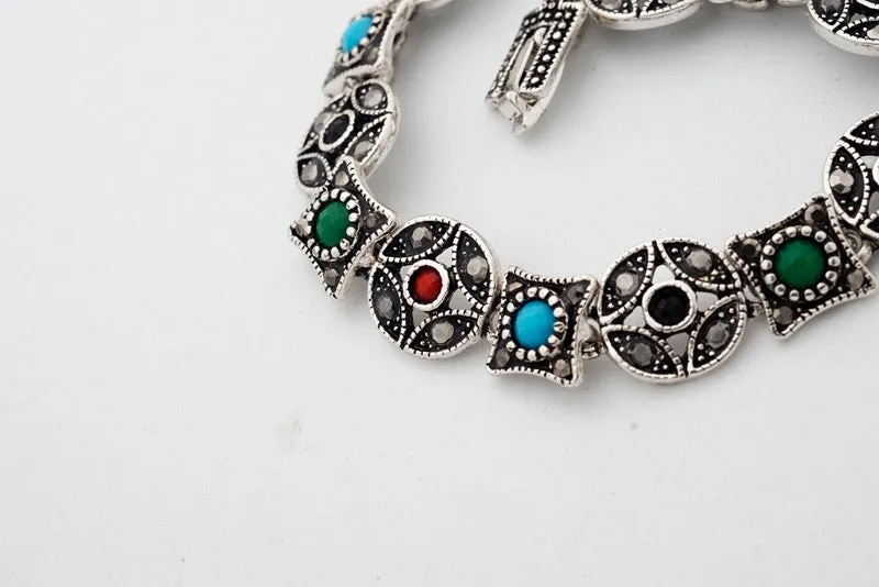 New Arrival Jewelry Tibet Silver Multi-Color Resin Bracelets European Women's Bracelets