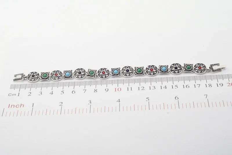 New Arrival Jewelry Tibet Silver Multi-Color Resin Bracelets European Women's Bracelets