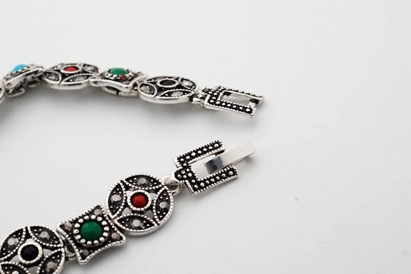 New Arrival Jewelry Tibet Silver Multi-Color Resin Bracelets European Women's Bracelets