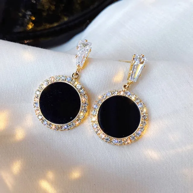 New Black Rhinestone Versatile Earrings