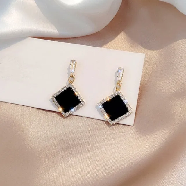 New Black Rhinestone Versatile Earrings