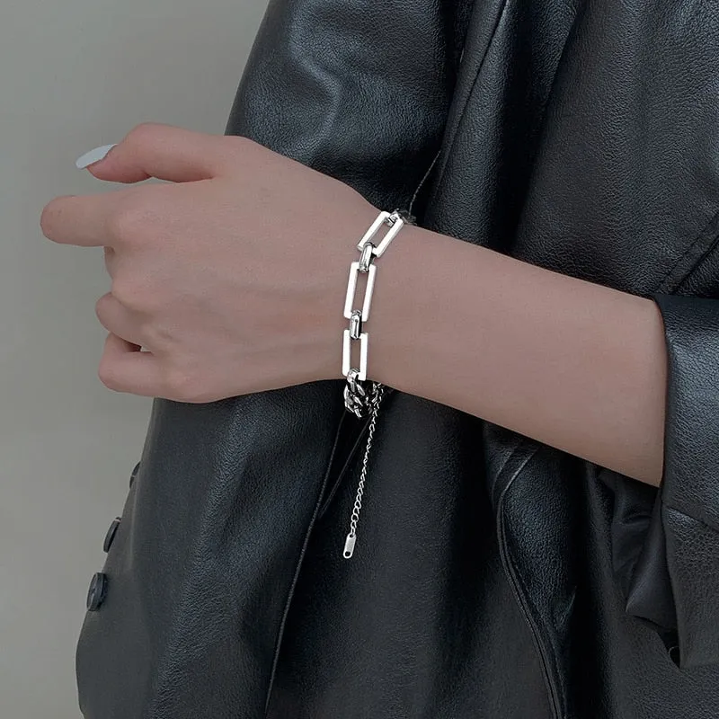 New Trendy Gold Color Cuba Chain Charm Bracelets Women