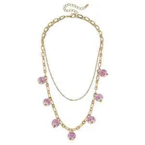 Paloma Chinoiserie Drip Necklace in Pink & White - Canvas Style