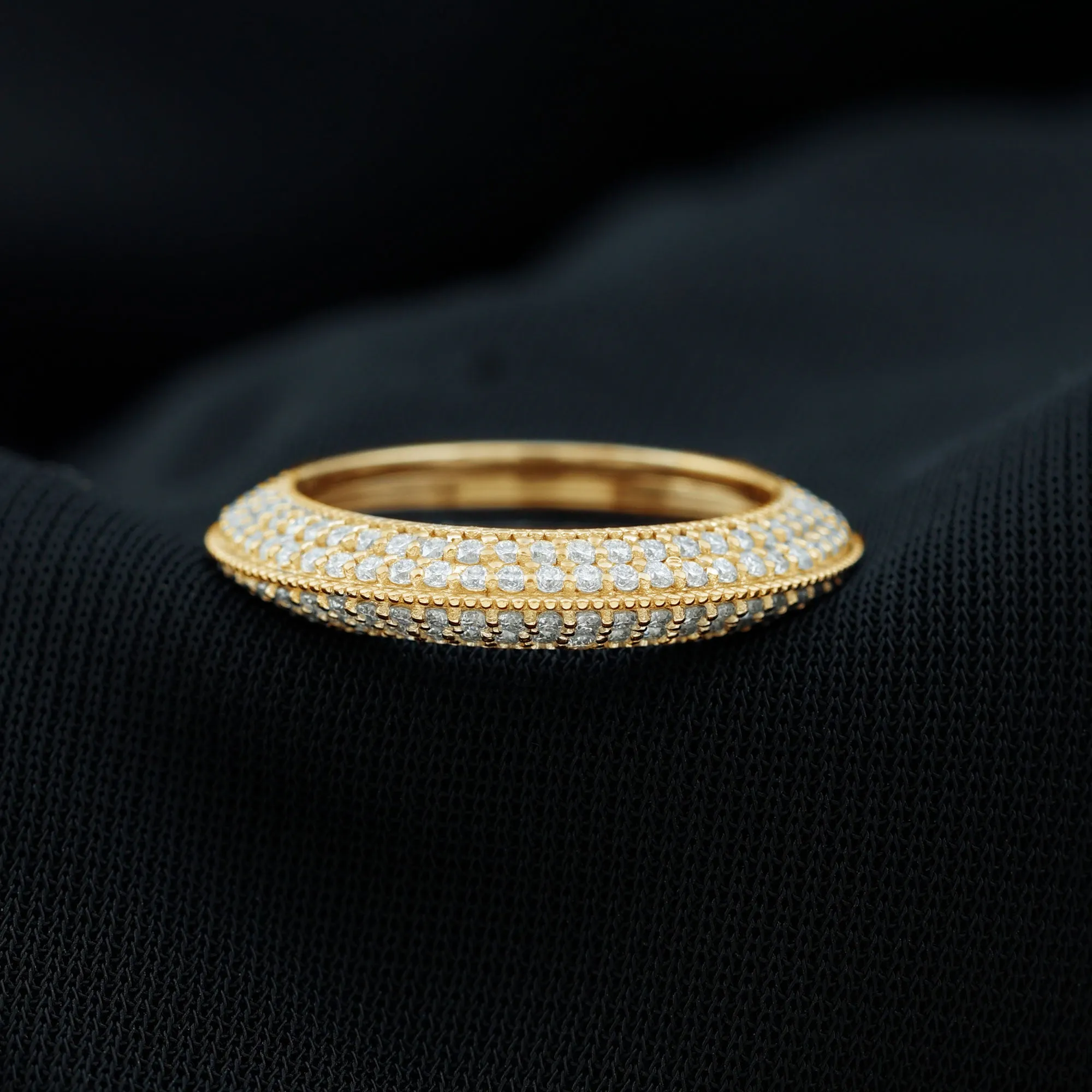 Pave Set Moissanite Eternity Band with Milgrain Detailing