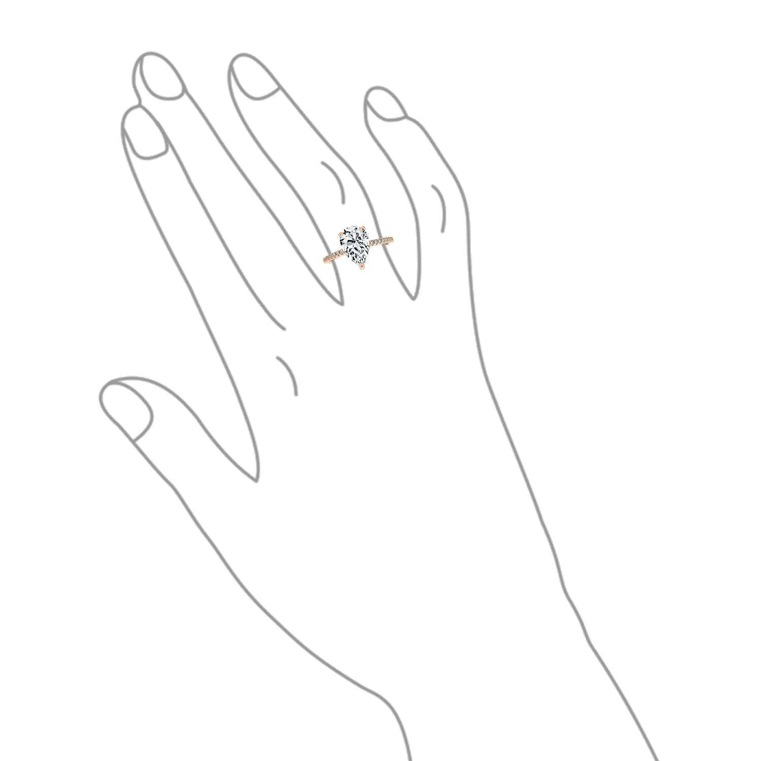Pear Shape Solitaire AAA CZ Halo Engagement Ring, 14K Gold Plated Sterling Silver
