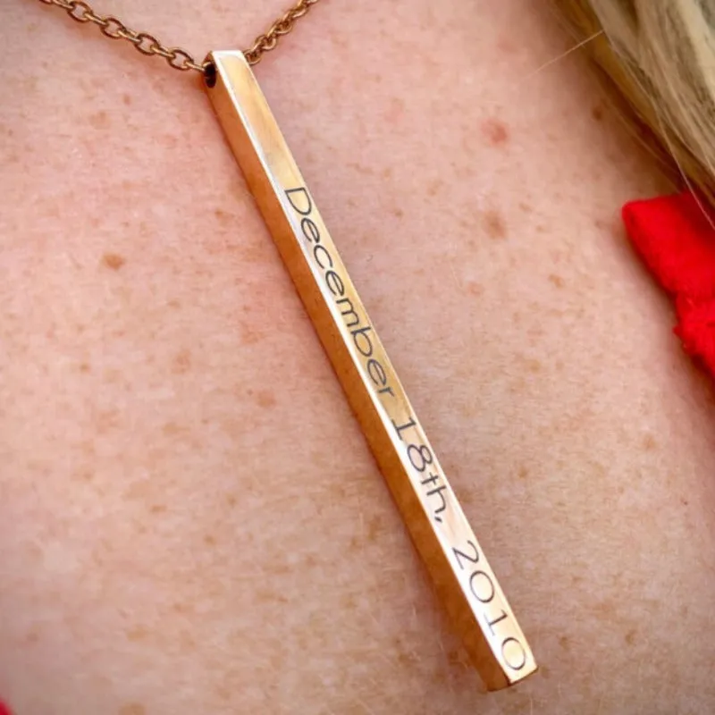 Personalized 4 Side Vertical Necklaces