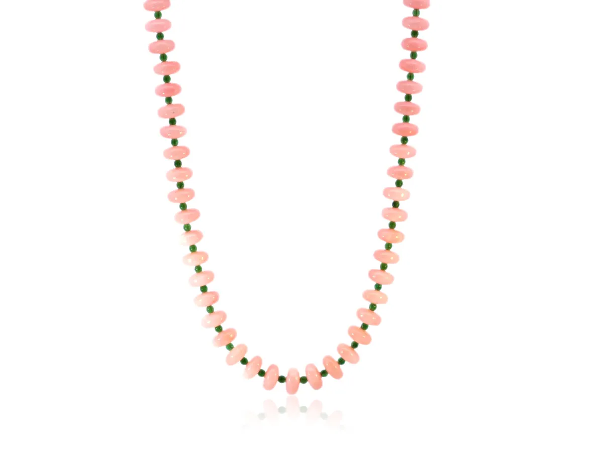 Pink Opal and Jade Beaded Necklace