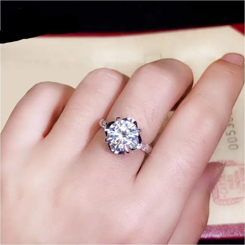Platinum Plated Silver Moissanite Ring 1ct, 2ct, 3ct Options