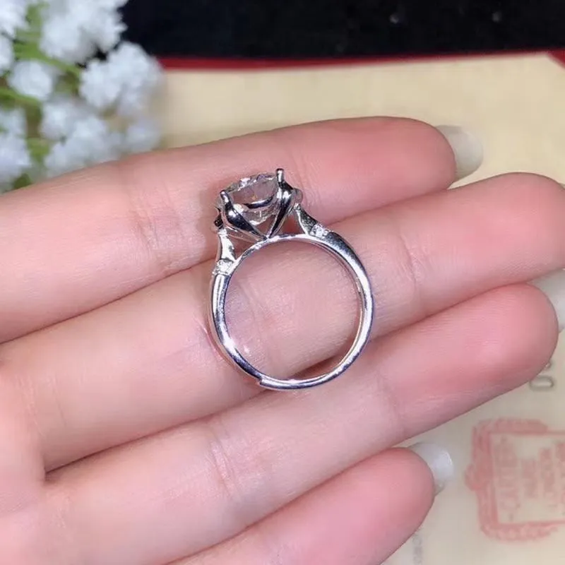 Platinum Plated Silver Moissanite Ring 1ct, 2ct, 3ct Options