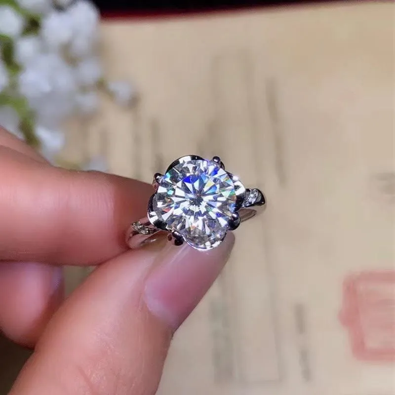 Platinum Plated Silver Moissanite Ring 1ct, 2ct, 3ct Options