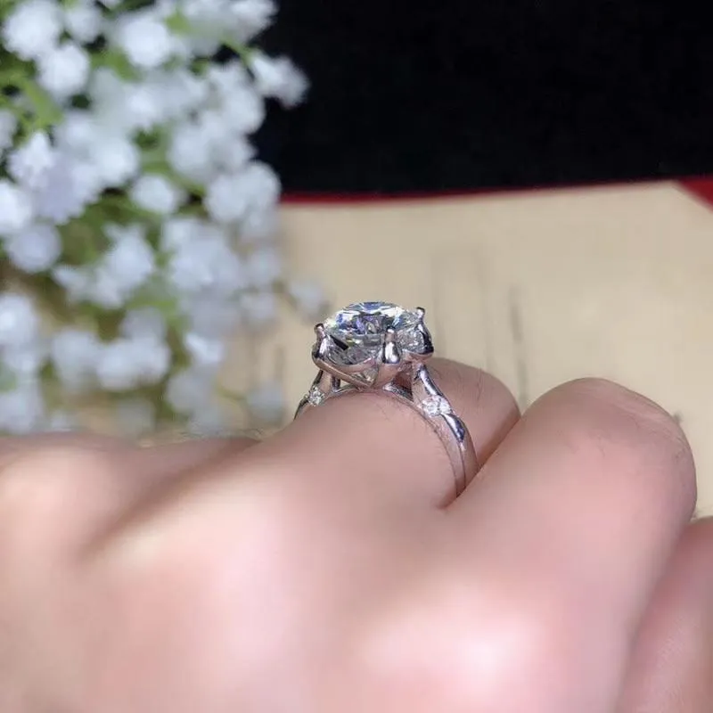 Platinum Plated Silver Moissanite Ring 1ct, 2ct, 3ct Options