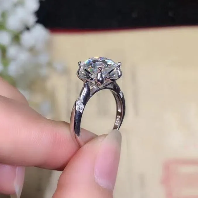 Platinum Plated Silver Moissanite Ring 1ct, 2ct, 3ct Options