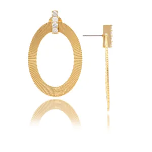 Polished Cubic Zirconia Bold Oval Drop Earrings