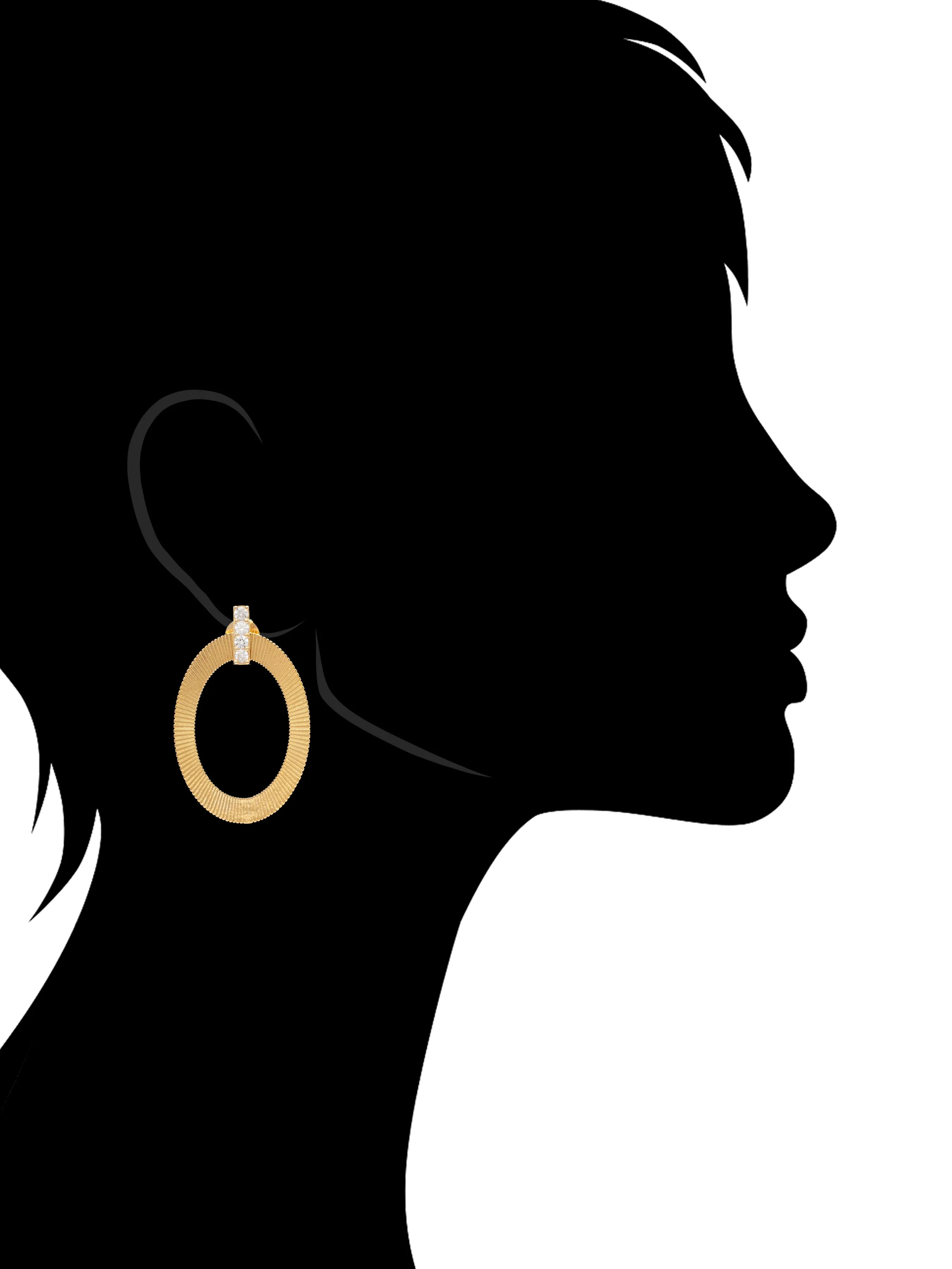 Polished Cubic Zirconia Bold Oval Drop Earrings