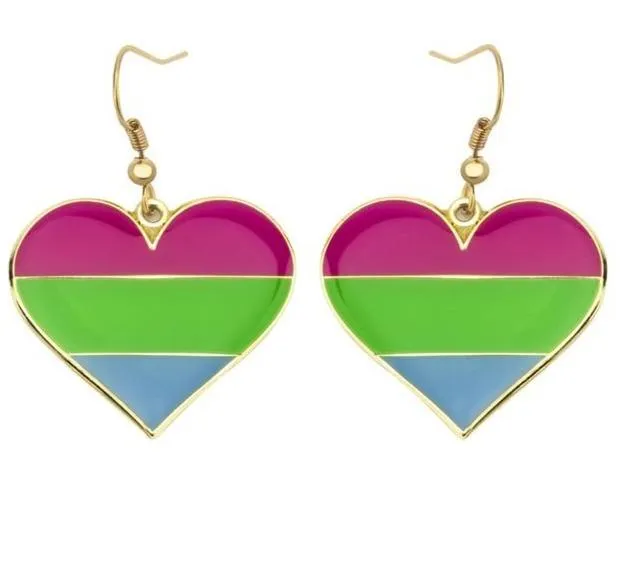 Polysexual Heart Earrings