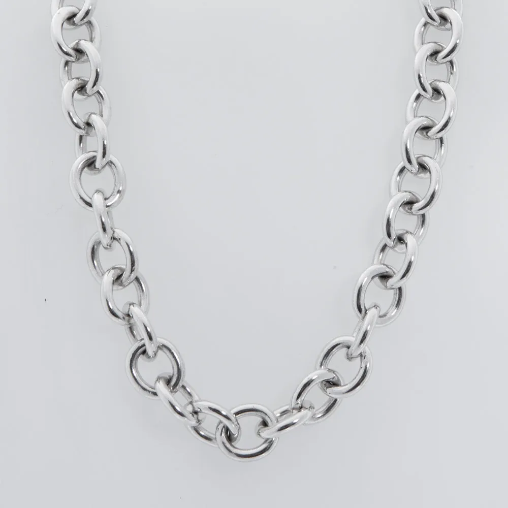 Pre-Owned Silver 16 Inch 10mm Oval Link Necklace