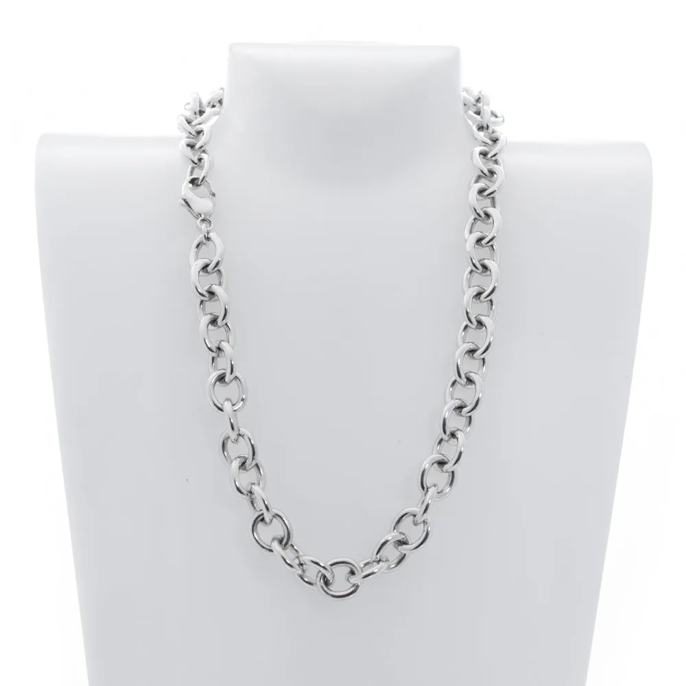 Pre-Owned Silver 16 Inch 10mm Oval Link Necklace