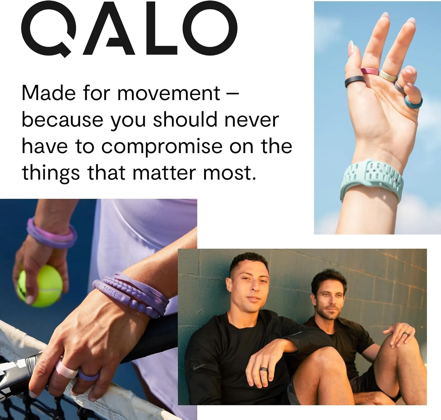 QALO Women's Emme Silicone Wedding Ring, Breathable, Durable Rubber Wedding Band for Women, 9mm Wide 2.5mm Thick