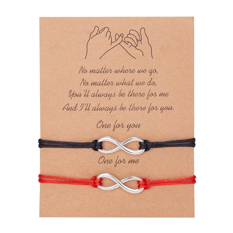 Qfdian Party decoration 2 PCS/Set Couple Bracelet For Women Lover Sun Moon Star Heart Handmade Braided Rope Charm Friendship Valentines Day Jewelry Gift