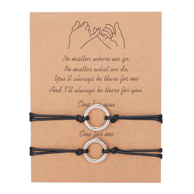 Qfdian Party decoration 2 PCS/Set Couple Bracelet For Women Lover Sun Moon Star Heart Handmade Braided Rope Charm Friendship Valentines Day Jewelry Gift