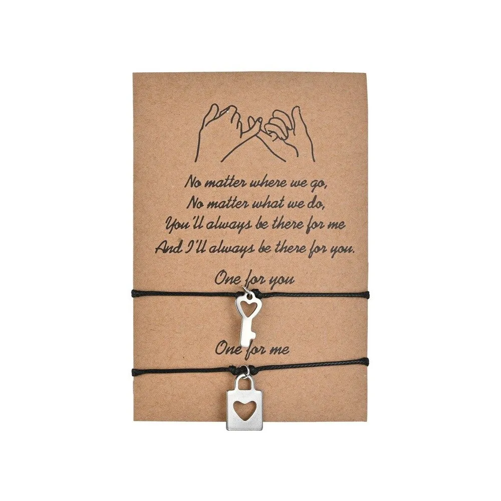 Qfdian Party decoration 2 PCS/Set Couple Bracelet For Women Lover Sun Moon Star Heart Handmade Braided Rope Charm Friendship Valentines Day Jewelry Gift