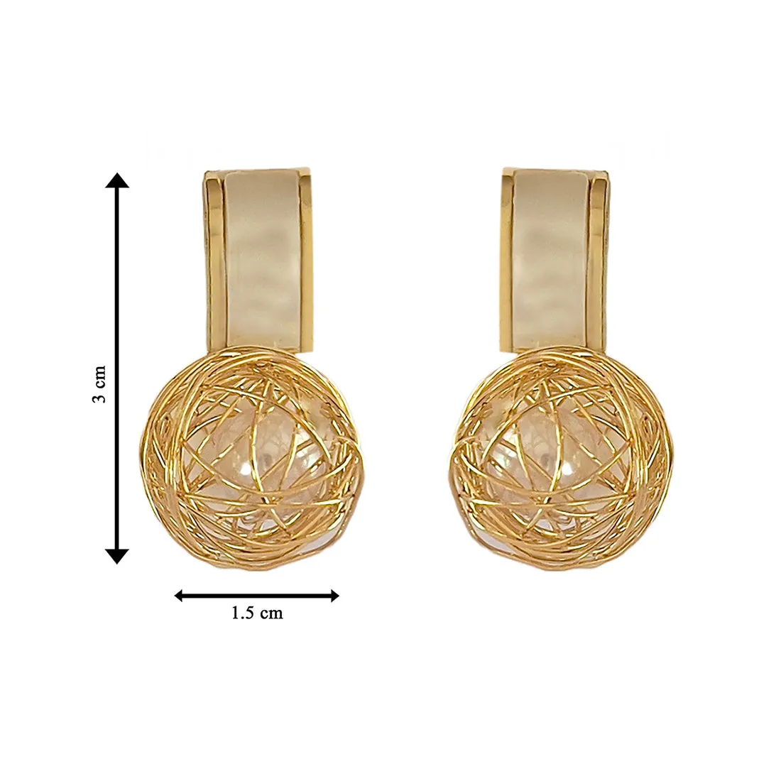 Quirky Gold-Toned Bar And Pearl Drop Earrings
