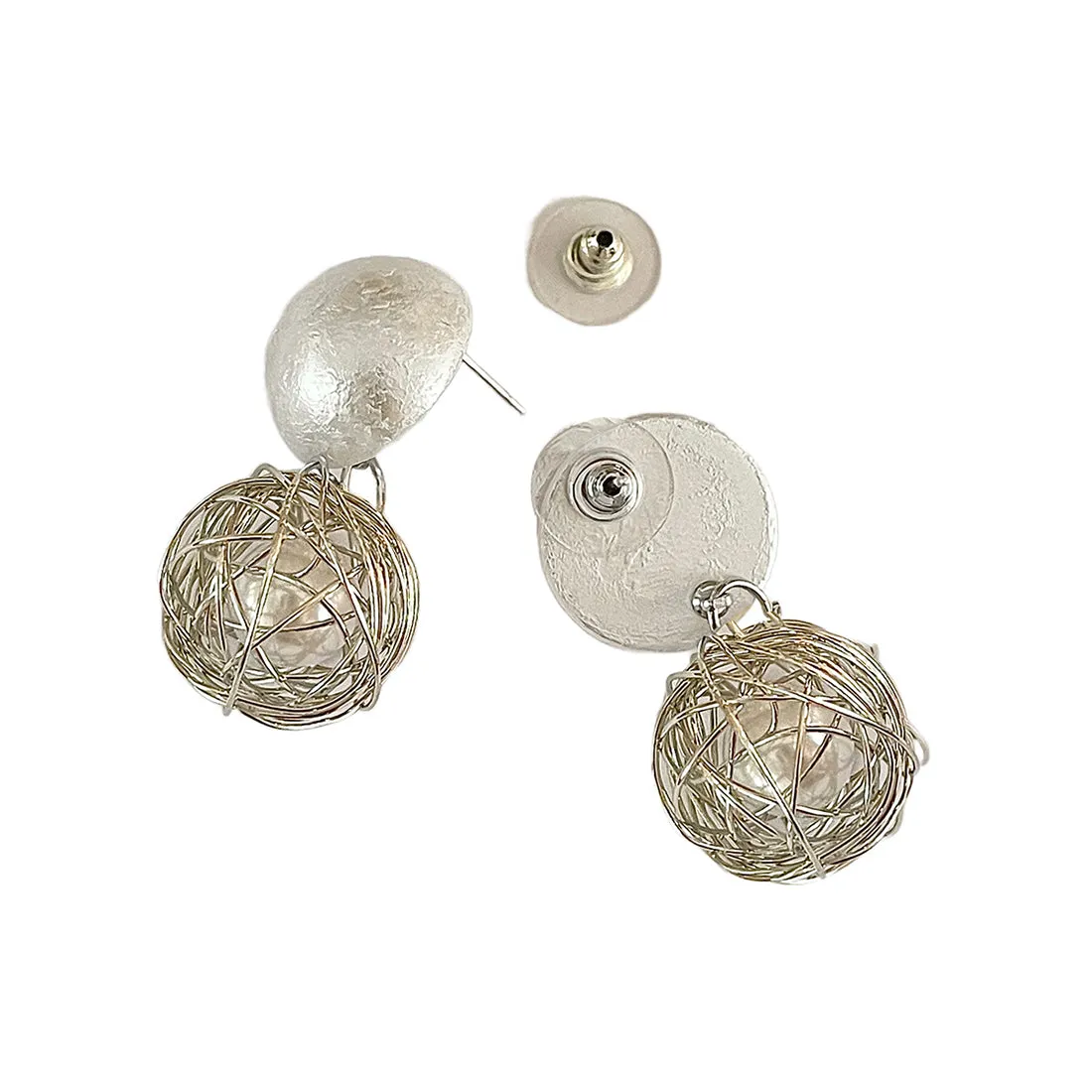 Quirky Silver-Toned Short Pearl Drop Earrings