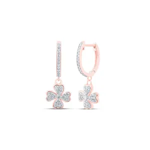 Radiant Rose Gold Diamond Clover Heart Hoop Earrings