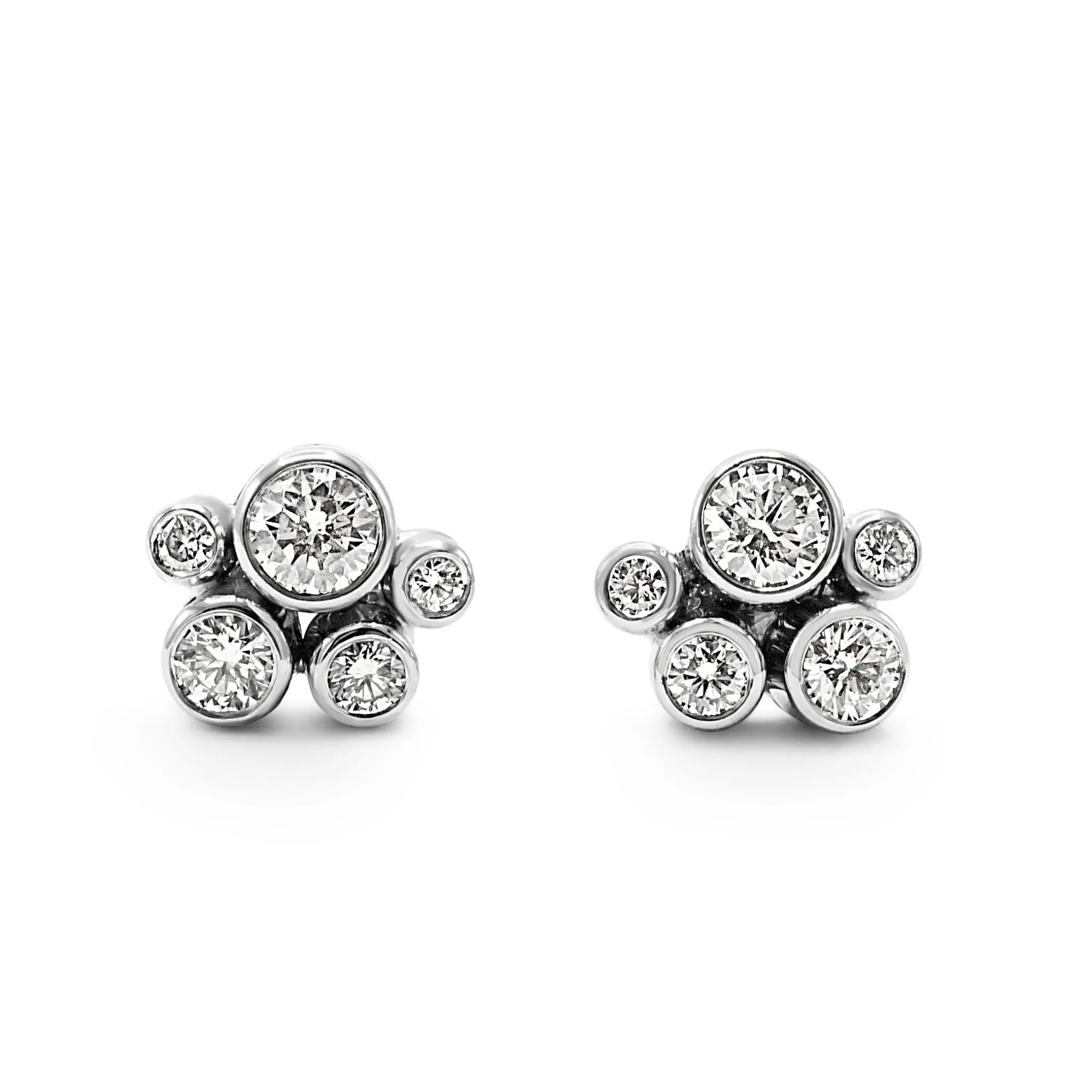 Raindance Classic Cluster Stud Earrings - Platinum