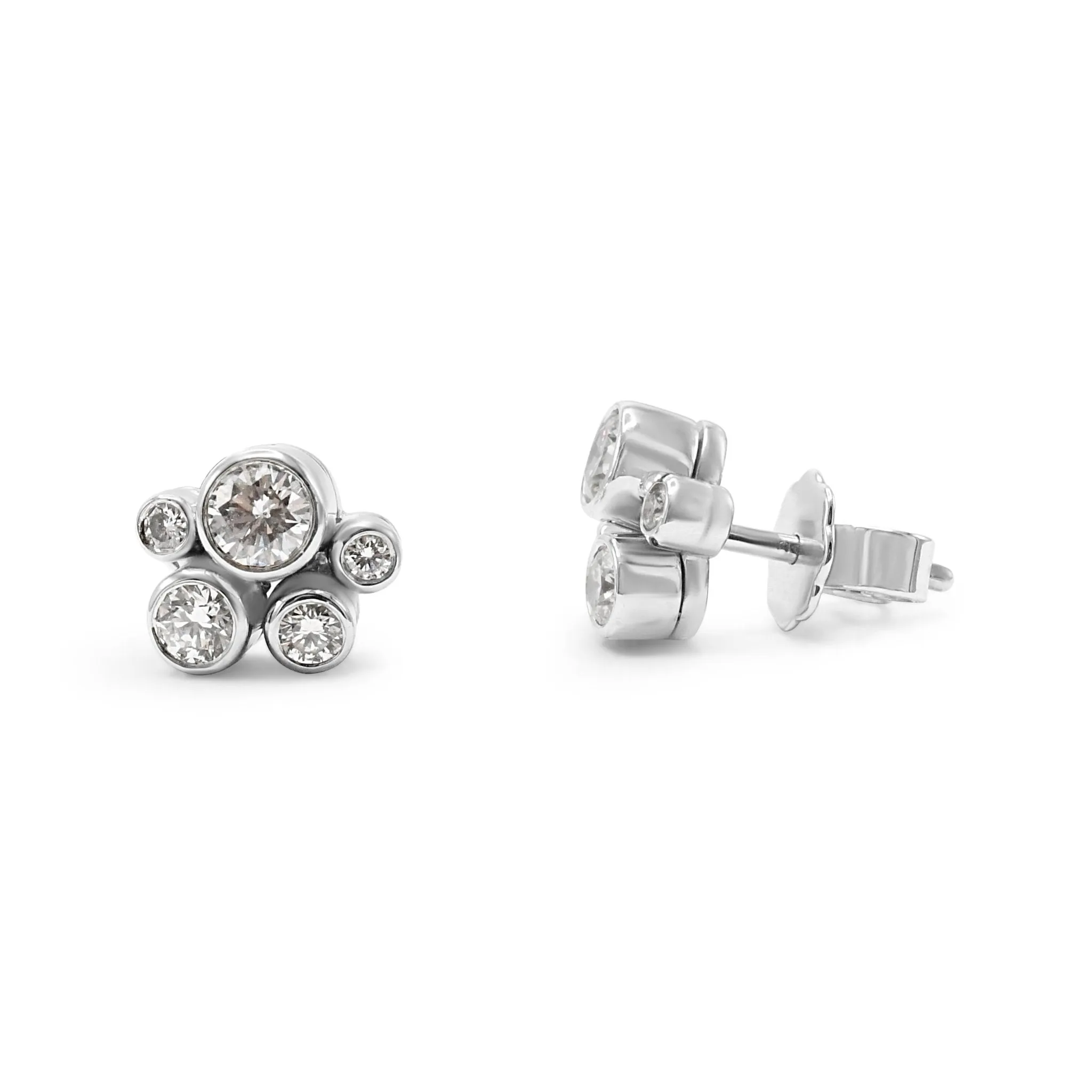 Raindance Classic Cluster Stud Earrings - Platinum