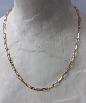 Rectangular Link 24 k Gold Plated Necklace Chain | 20 inch