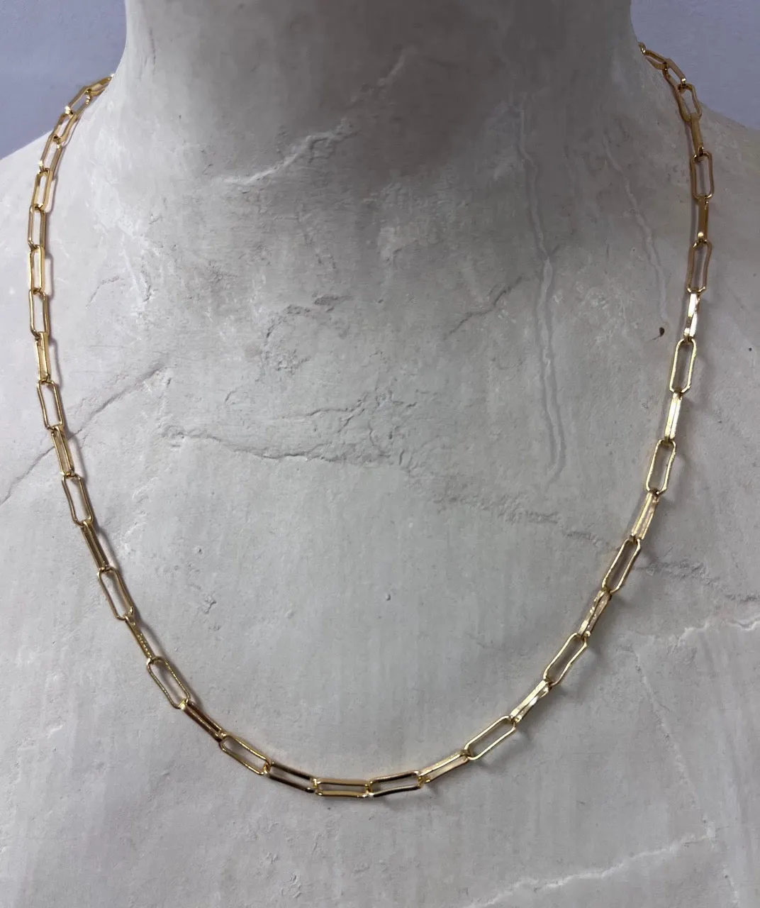 Rectangular Link 24 k Gold Plated Necklace Chain | 20 inch