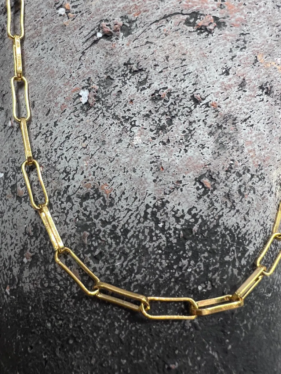 Rectangular Link 24 k Gold Plated Necklace Chain | 20 inch