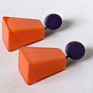 Resin Orange and Purple Geometric Shaped Earrings