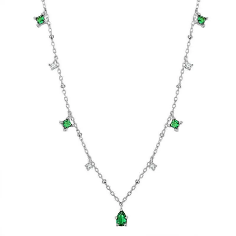 Retro Emerald Inlaid Rhinestone Necklace