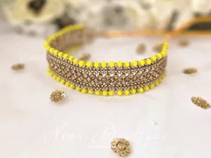 Royal Bright Yellow & Gold Stone Choker Necklace