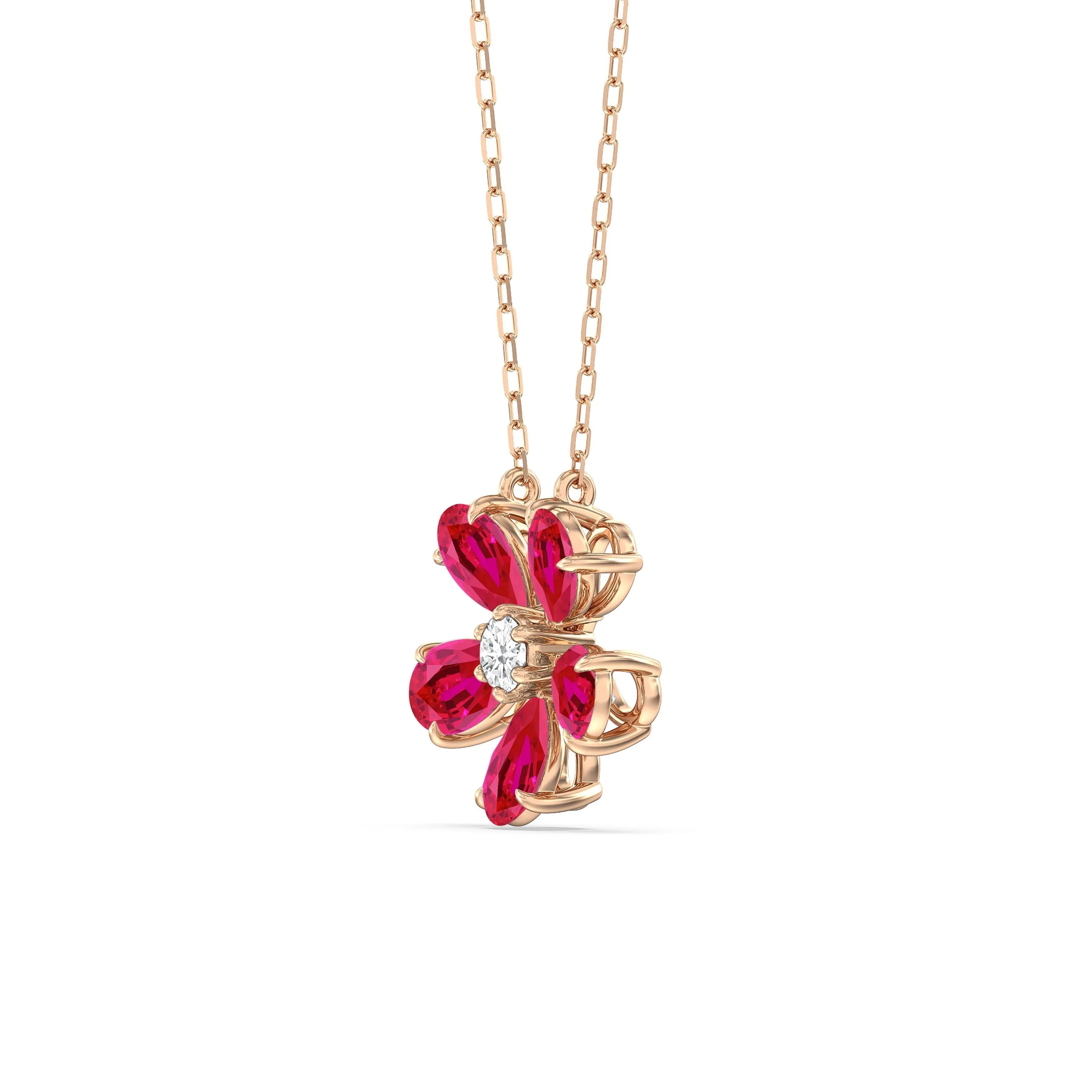 Ruby and Diamond Daisy Necklace