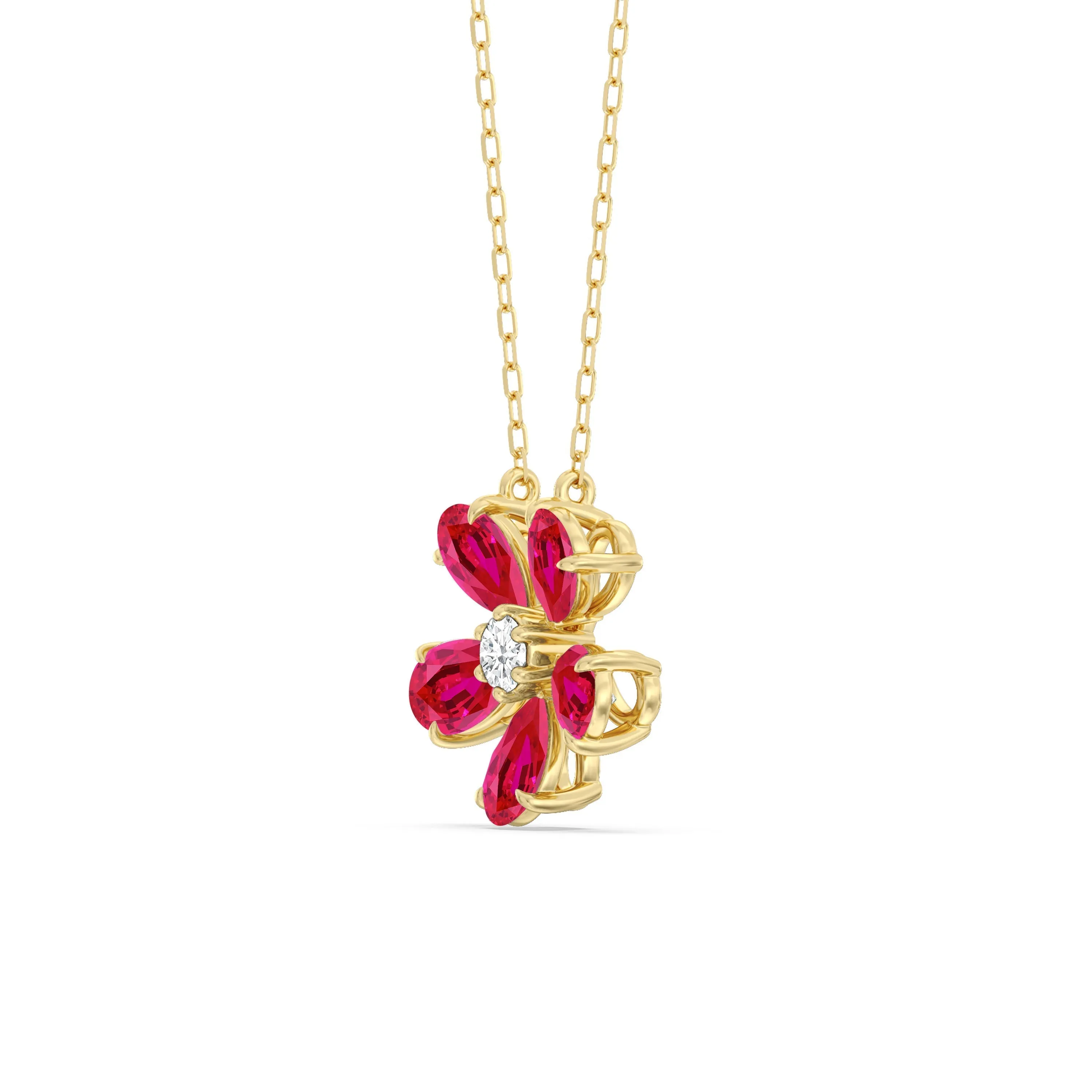 Ruby and Diamond Daisy Necklace