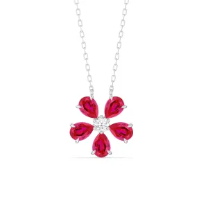 Ruby and Diamond Daisy Necklace