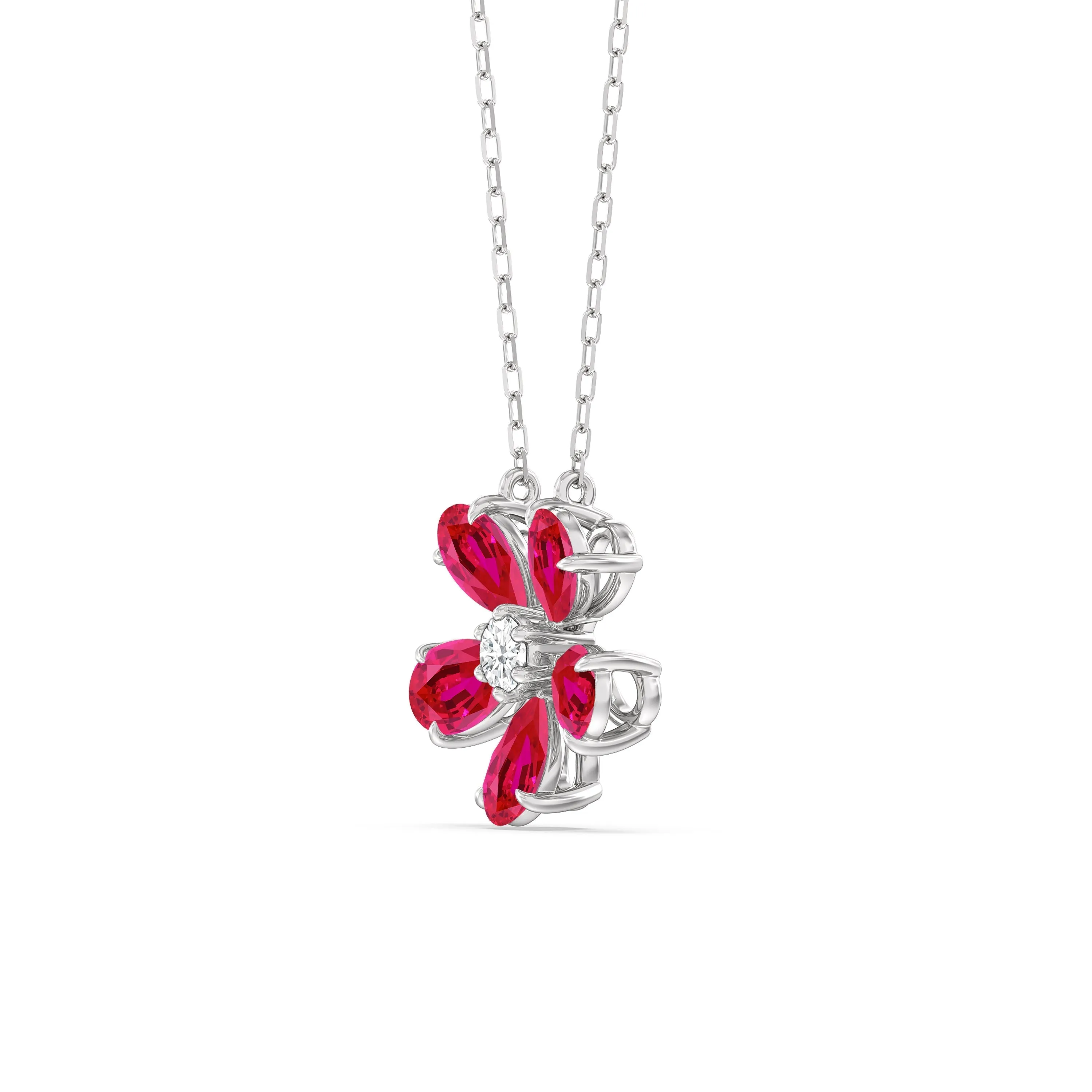 Ruby and Diamond Daisy Necklace