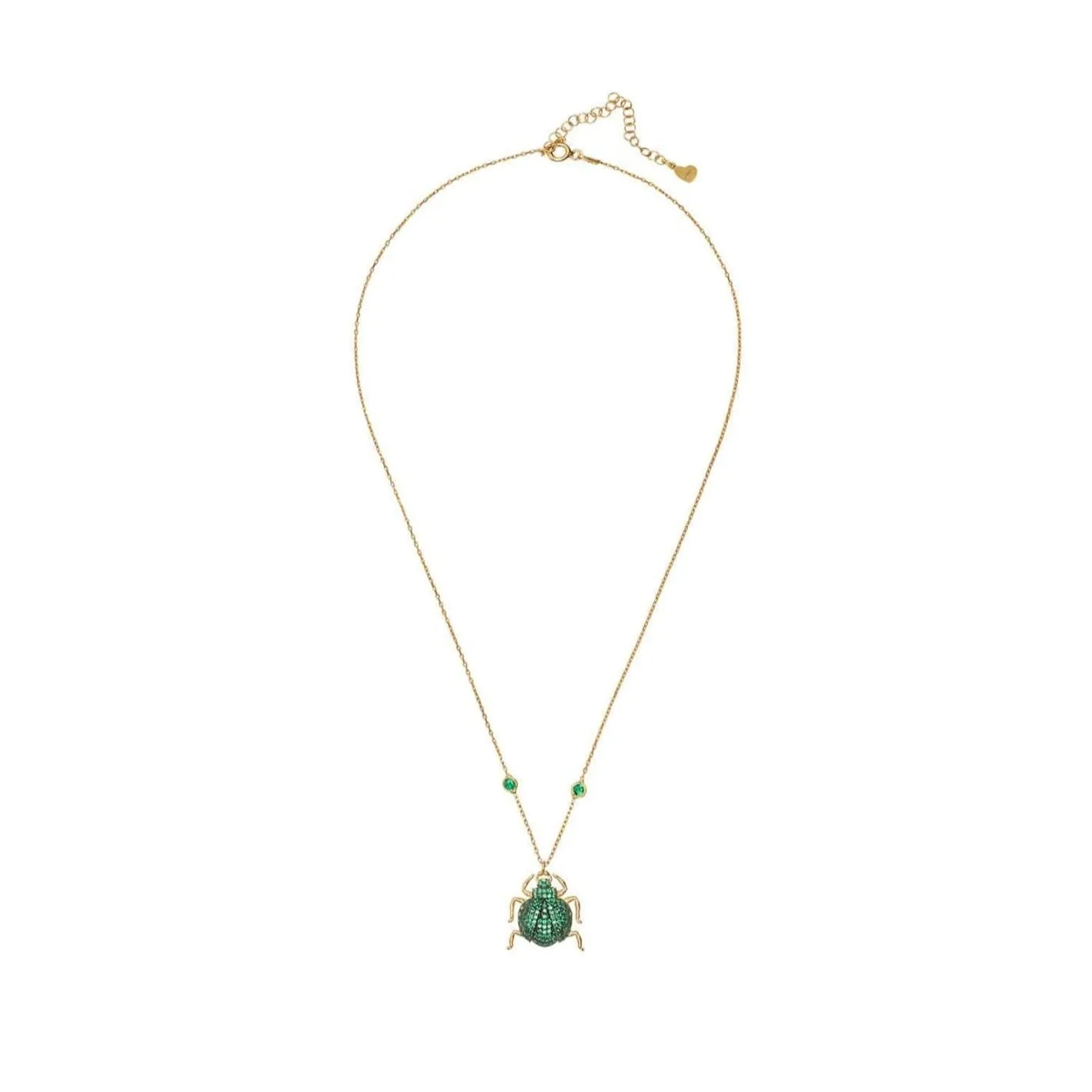 Scarab Beetle Pendant Necklace Dipped Gold