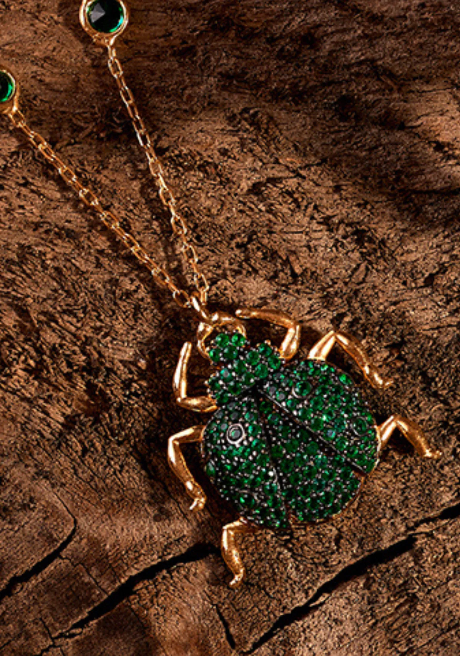 Scarab Beetle Pendant Necklace Dipped Gold