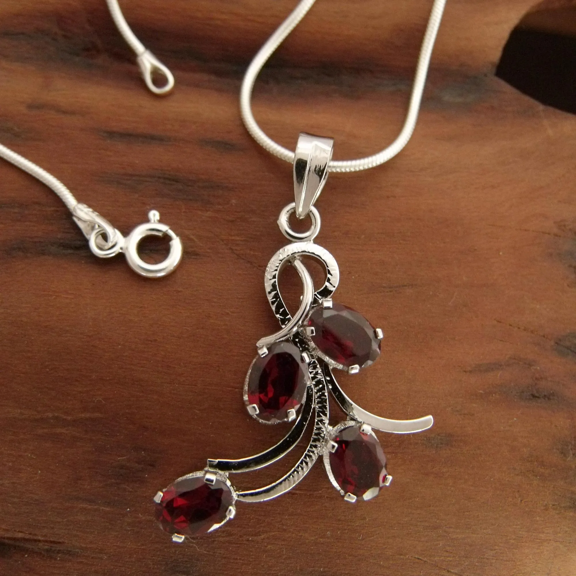 Scarlet Petals Sterling Silver Necklace