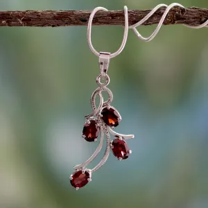 Scarlet Petals Sterling Silver Necklace