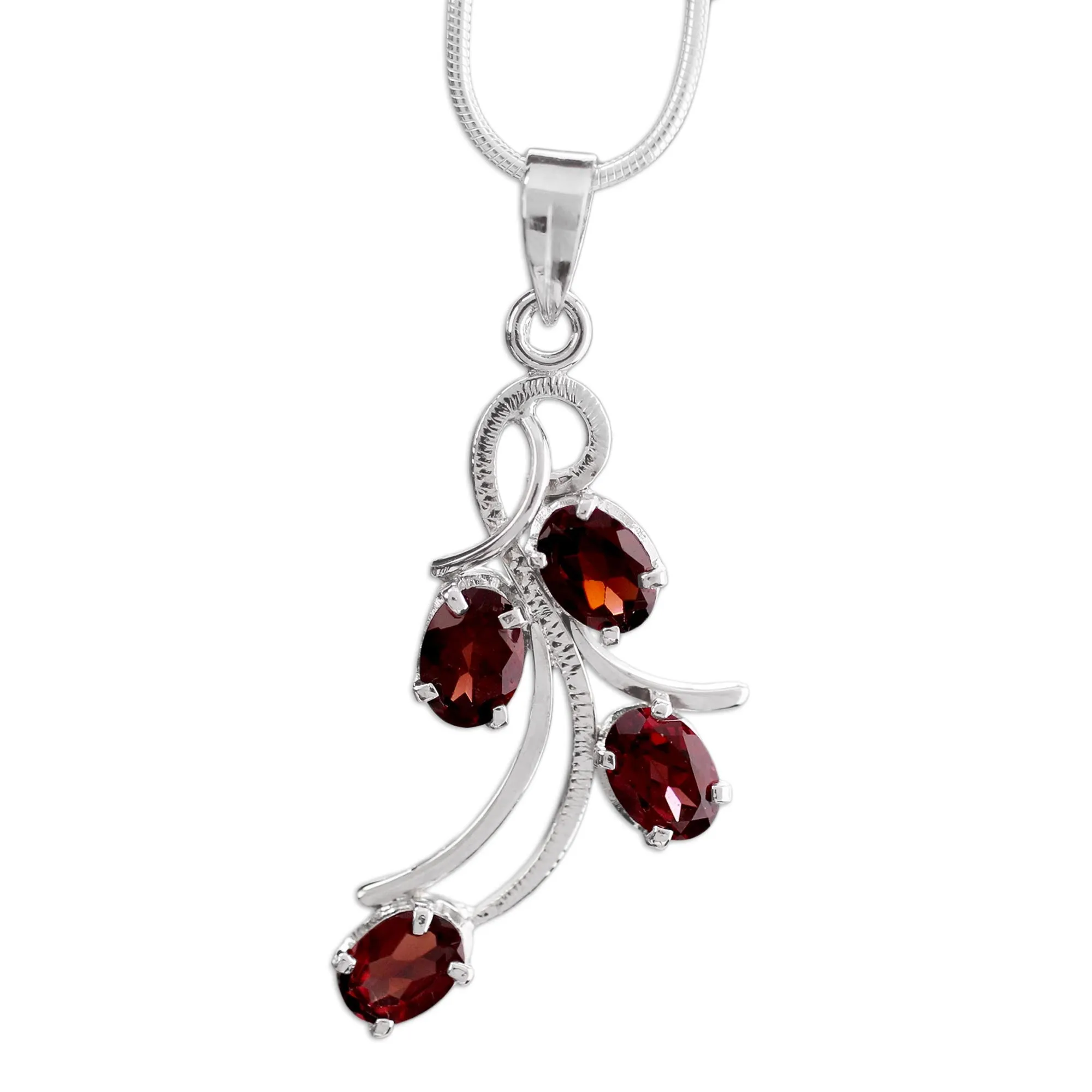 Scarlet Petals Sterling Silver Necklace