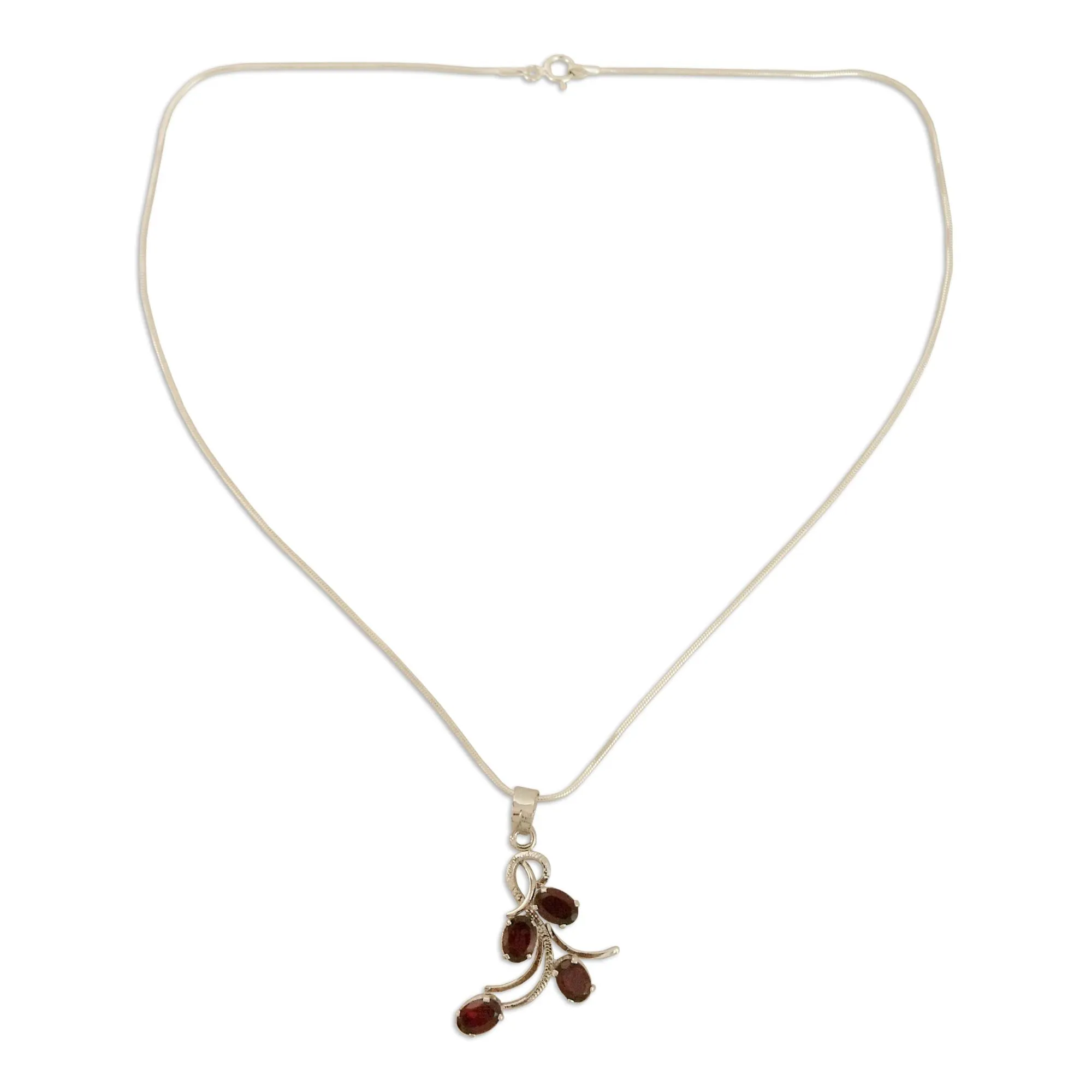 Scarlet Petals Sterling Silver Necklace